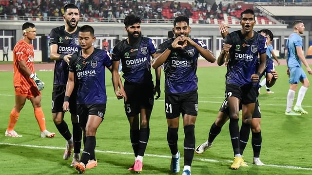 Odisha FC players celebrate after scoring a goal | Image: Indian Super League