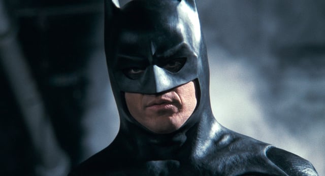 Batman (Michael Keaton version) stands steady in his cowl