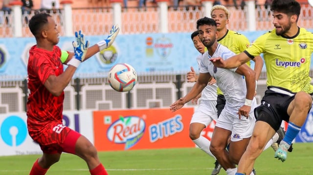Real Kashmir FC lost 2-1 to Indian Navy FT in the Durand Cup 2025. | Image: X/@thedurandcup
