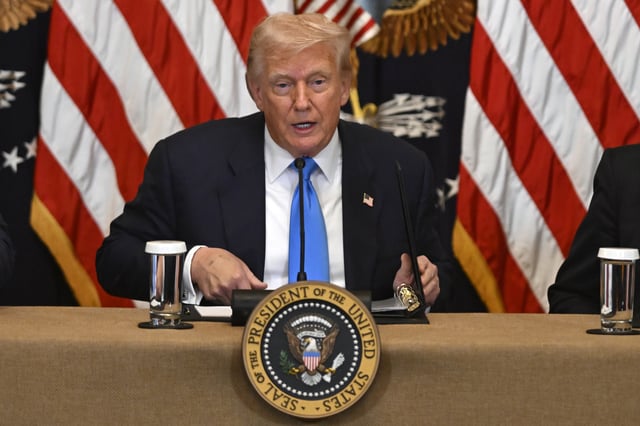 President Donald Trump speaks at an event to promote his proposal to improve Americans' access to their medical records in the East Room of the White House, Wednesday, July 30, 2025, in Washington. 