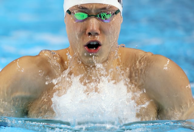 Swimming - World Aquatics Championships - Men 200m Breaststroke - Semifinals - World Aquatics Championships Arena, Singapore - July 31, 2025 China's Haiyang Qin in action during semifinal 1 REUTERS/Jeremy Lee