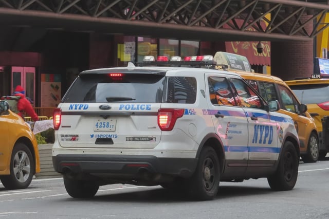 An NYPD cruiser is seen in Manhattan in January 2024.