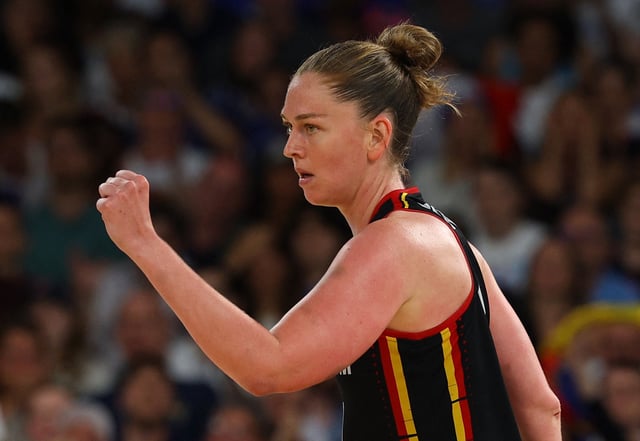 Paris 2024 Olympics - Basketball - Women's Semifinal - France vs Belgium - Bercy Arena, Paris, France - August 09, 2024. Emma Meesseman of Belgium reacts. REUTERS/Brian Snyder/ File Photo