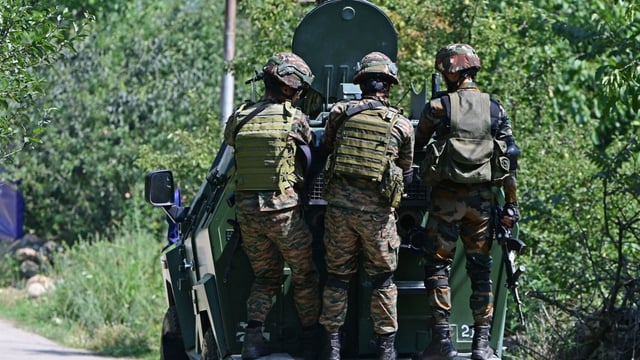 The forces cordoned off the area and launched a search operation.