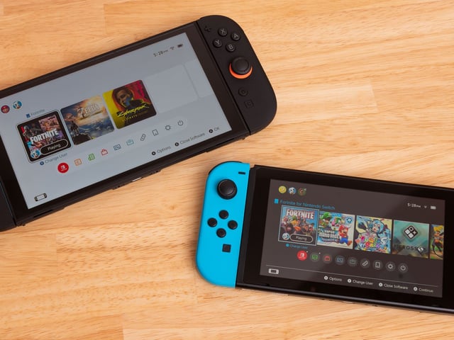 A Nintendo Switch 2 and a Nintendo Switch next to one another