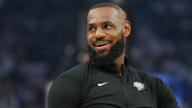 Dec 25, 2024; San Francisco, California, USA; Los Angeles Lakers forward LeBron James (23) before the game against the Golden State Warriors at Chase Center. Mandatory Credit: Darren Yamashita-Imagn Images