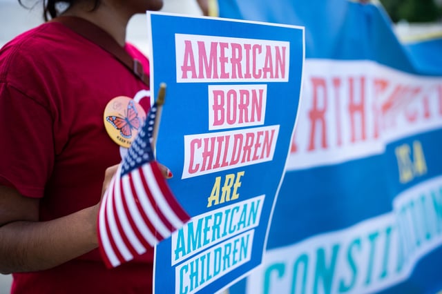 Activists rally for birthright citizenship in Washington, DC, in this May 2025 photo.