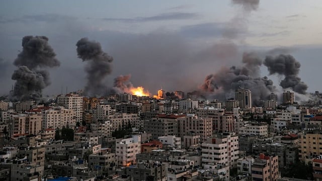 Vista del ataque israelí sobre Gaza, Palestina. 