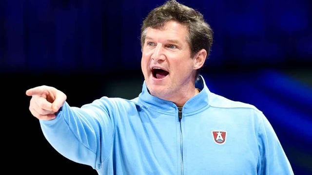 Jul 30, 2025; Arlington, Texas, USA; Atlanta Dream head coach Karl Smesko reacts against the Dallas Wings during the second half at College Park Center. Mandatory Credit: Kevin Jairaj-Imagn Images