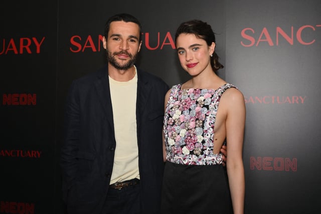 Christopher Abbott and Margaret Qualley at the "Sanctuary" premiere