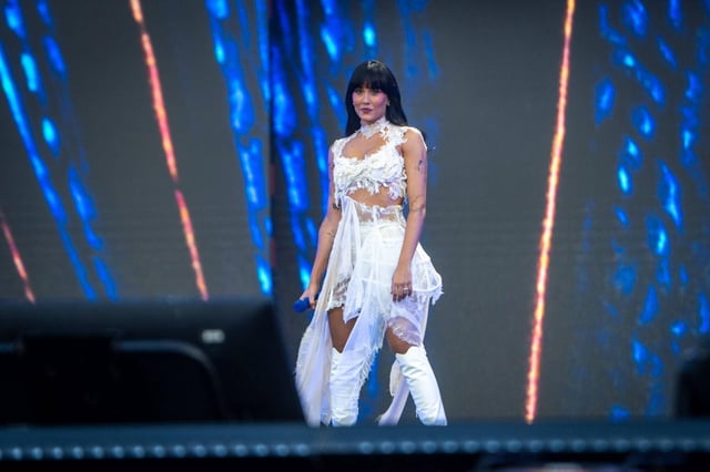 Aitana durante el estreno de 'Metamorfosis Season' en el Estadi Olímpic Lluís Companys de Barcelona