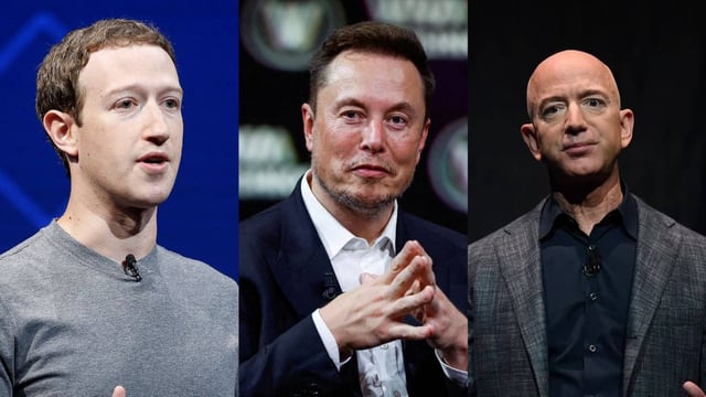 Mark Zuckerberg Jeff Bezos, Elon Musk | Image: Reuters