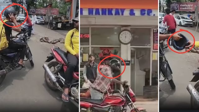 People were seen borrowing helmets from fellow riders or swapping headgear