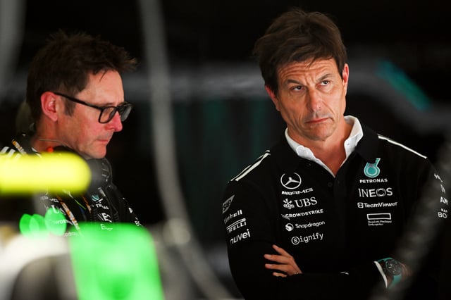 Toto Wolff, Executive Director of Mercedes AMG Petronas F1 Team looks on during qualifying ahead of the F1 Grand Prix of Belgium at Circuit de Spa-Francorchamps on July 26, 2025 in Spa, Belgium.