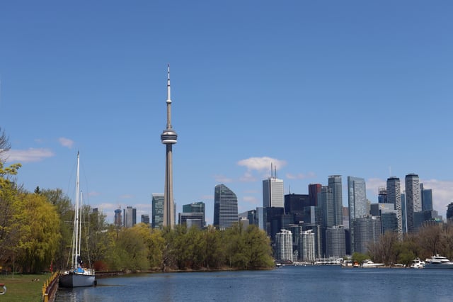 The CN Tower as seen from the Toronto Islands.