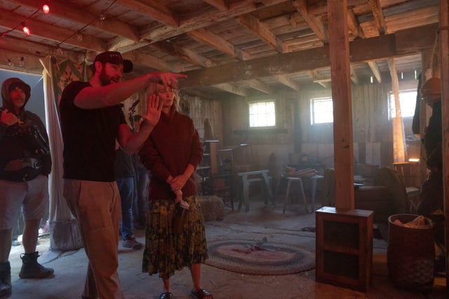 Emily Blunt, left, and John Krasinski on the set of Paramount Pictures' "A Quiet Place Part II."