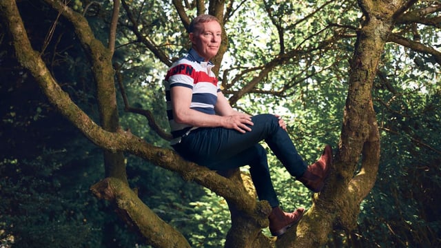 Chris Bryant photographed in his garden in the Rhondda Valley, south Wales