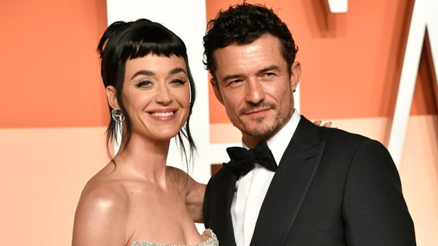 Katy Perry and Orlando Bloom appear at the Vanity Fair Oscar Party in Beverly Hills