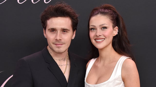 Former British model Brooklyn Beckham (L) and wife US actress Nicola Peltz Beckham arrive for the premiere of the movie &#34;Lola&#34; at the Bruin Theatre, in Los Angeles, California on February 3, 2024. (Photo by LISA O&#39;CONNOR / AFP) (Photo by LISA O&#39;CONNOR/AFP via Getty Images)