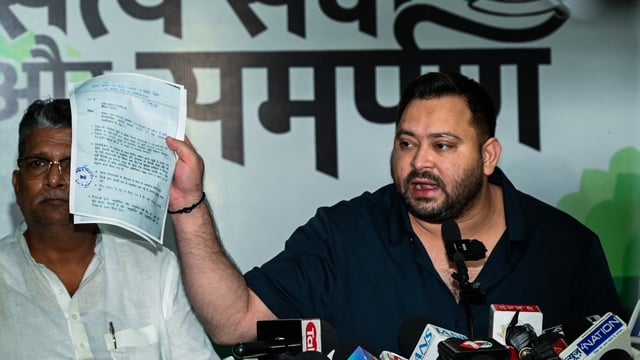 During the press conference on Saturday, Tejashwi Yadav said that he could not find his name in the draft electoral rolls. 