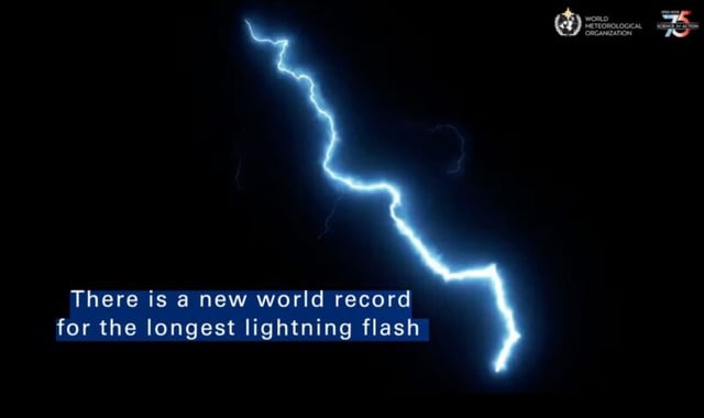 Screenshot from a WMO video about lightning.