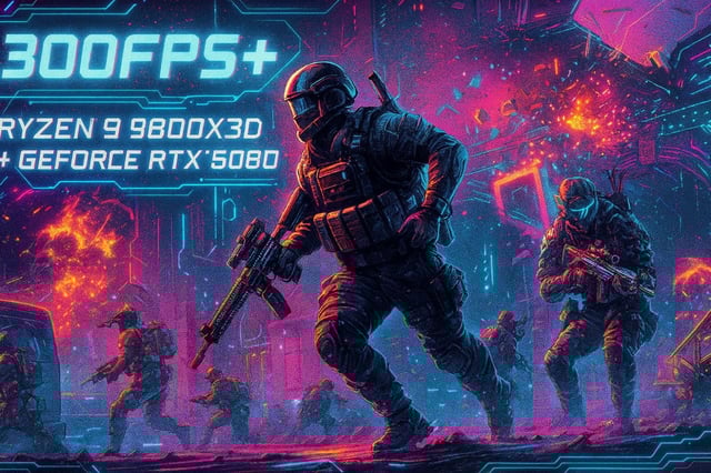 An image about Battlefield 6 runs at 1440p 300FPS+ on 9800X3D + RTX 5080 system, huge 33% perf loss on 14900K