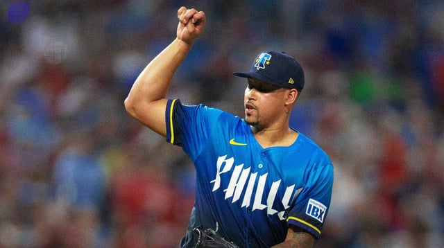 Aug 1, 2025; Philadelphia, Pennsylvania, USA; Philadelphia Phillies pitcher Jhoan Duran (59) throws a pitch during the ninth inning against the Detroit Tigers at Citizens Bank Park. Mandatory Credit: Bill Streicher-Imagn Images