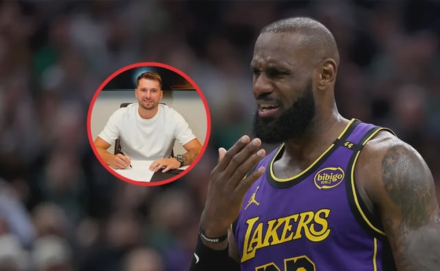 Luka Doncic y LeBron James.
