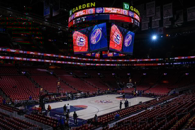 Jul 15, 2025; Boston, Massachusetts, USA; Wide view of TD Garden before the start of the game against the Connecticut Sun and Indiana Fever. Mandatory Credit: David Butler II-Imagn Images