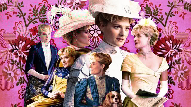 A photo illustration of Louisa Jacobson in The Gilded Age.