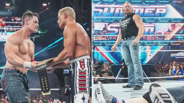 John Cena, Cody Rhodes and Brock Lesnar at WWE SummerSlam 2025 | Image: wwe.com