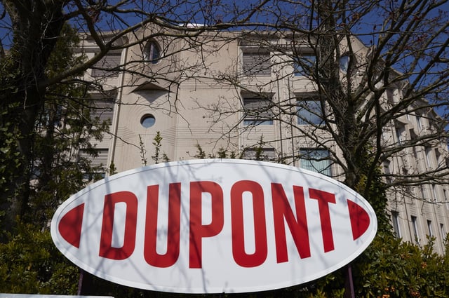 A logo is pictured outside of Dupont offices in Geneva, Switzerland, April 15, 2021. REUTERS/Denis Balibouse/ File Photo