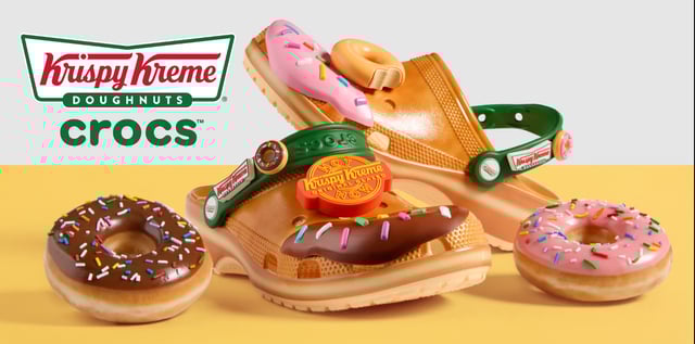 Krispy Kreme Crocs Classic Clog is inspired by iconic Original Glazed and other Krispy Kreme doughnuts.