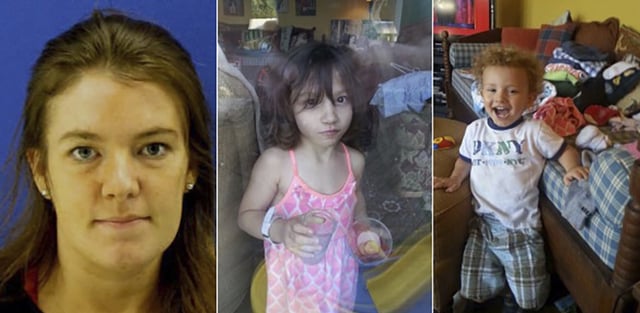This combination of photos provided by the Montgomery County Police Department shows from left, Catherine Hoggle, Sarah Hoggle, 3, and Jacob Hoggle, 2.  (Montgomery County Police Department via AP)