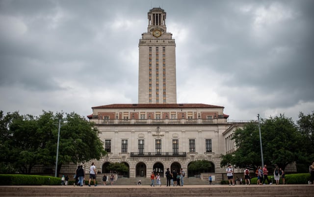 The tower at the University of Texas in April 2024 in Austin.