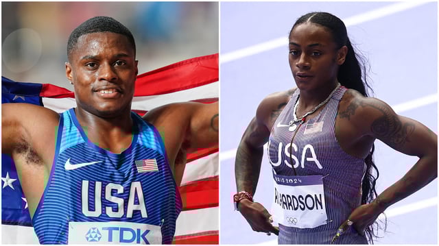 Christian Coleman (left) and Sha&#39;Carri Richardson (right)