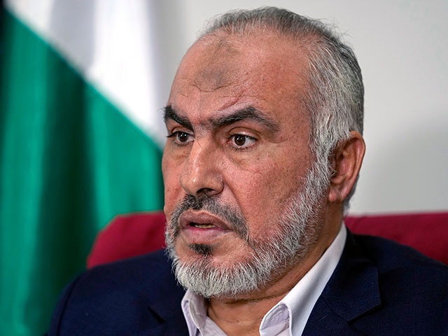 Title: Lebanon Hamas
Image ID: 23299537249208
Article:  Ghazi Hamad, a member of Hamas' decision-making political bureau, speaks during an interview with The Associated Press in Beirut, Lebanon, Thursday, Oct. 26, 2023. Hamad said that the Palestinian militant group had expected stronger intervention from Hezbollah in its war with Israel, in a rare public appeal to its allies in the region. (AP Photo/Bilal Hussein)