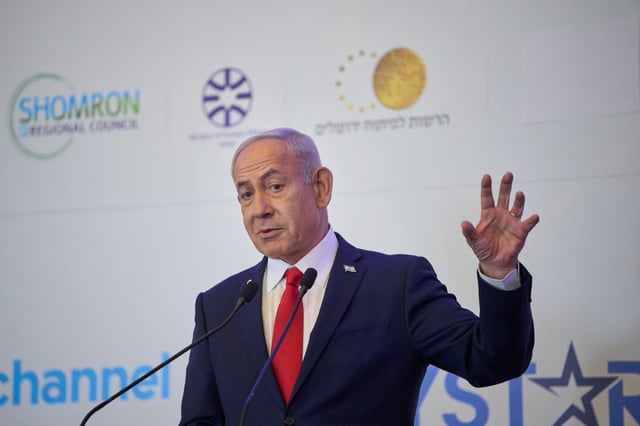 El primer ministro israelí Benjamin Netanyahu en una conferencia en Jerusalén el 27 de julio del 2025. (AP foto/Ohad Zwigenberg)
