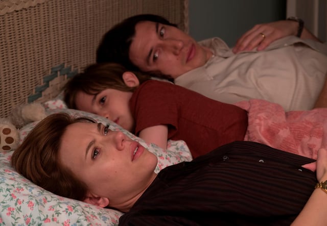 (From left) Scarlett Johansson, Ahzy Robinson and Adam Driver in 'Marriage Story.'