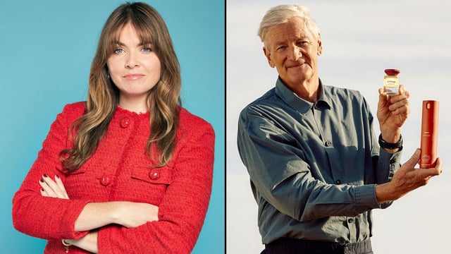Hannah Rogers; James Dyson with his new products