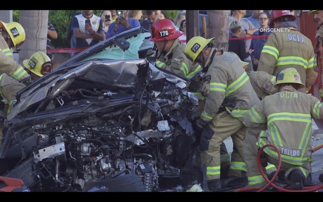 Two people died after a crash in Santa Ana Monday night, Aug. 4. (Photo by OnScene.TV)