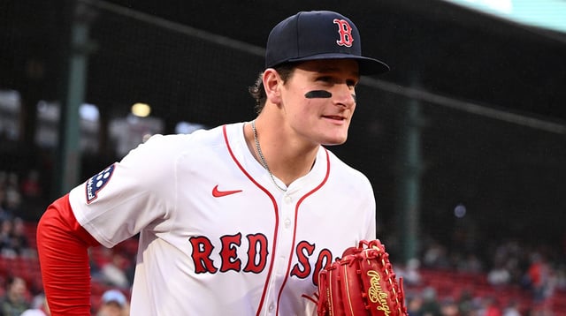 Jun 9, 2025; Boston, Massachusetts, USA; Boston Red Sox right fielder Roman Anthony (48) runs onto the field before a game against the Tampa Bay Rays at Fenway Park. Mandatory Credit: Brian Fluharty-Imagn Images