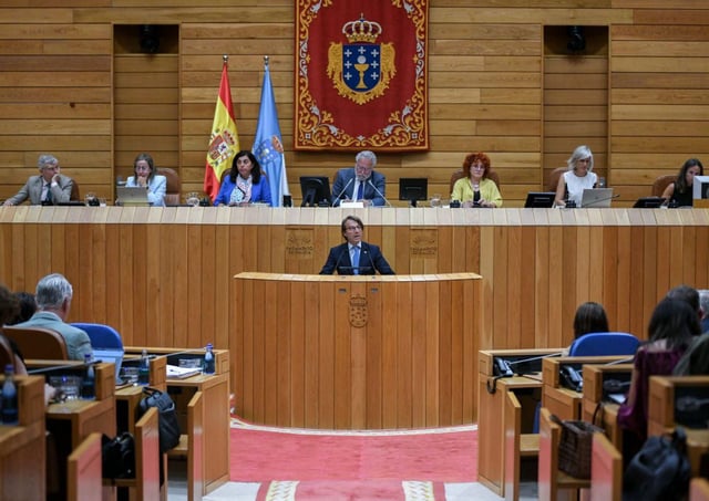 Corgos, ayer, en el pleno parlamentario donde se aprobó el techo de gasto.