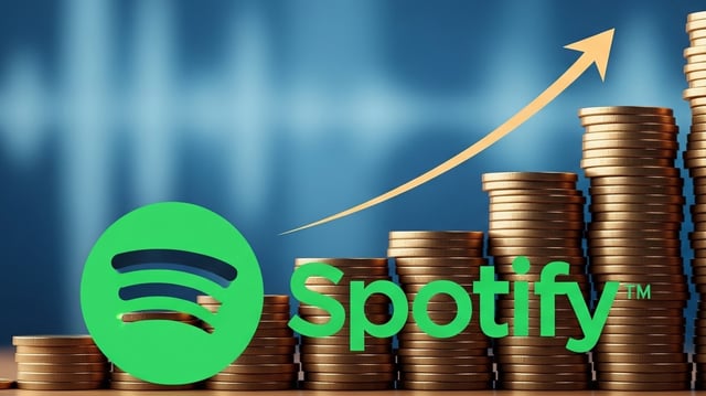 Spotify-Logo mit Euro-Münzen