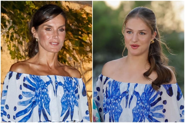 A la izquierda, la reina Letizia en 2023. A la derecha, la princesa Leonor en 2025.