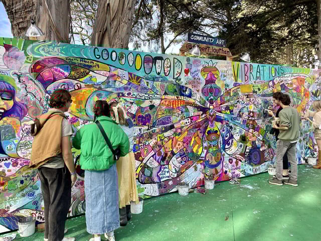 Grass Lands, Outside Lands&#39; cannabis experience, hosts a community art wall where festivalgoers can leave their strokes during the three-day festival.