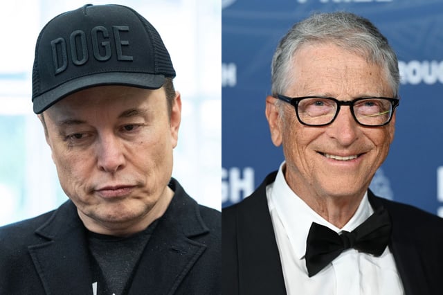 Elon Musk (left) has lost $75 billion this year. The one person who has seen a similarly significant drop is Bill Gates (right) and he&#39;s giving it away.