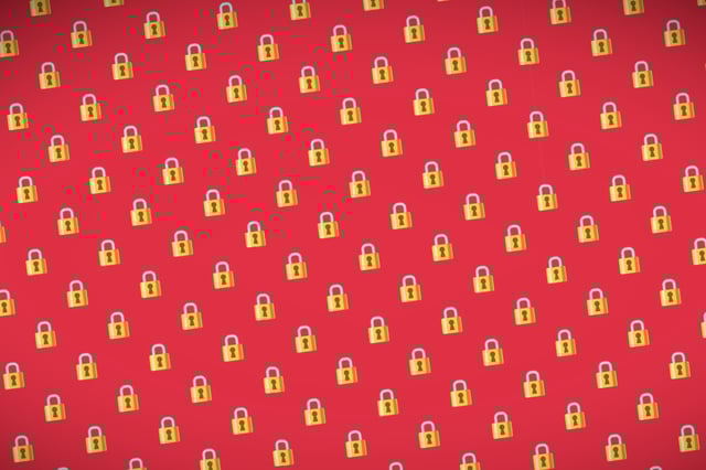 yellow padlocks patterned on a red background