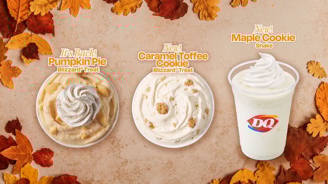 Dairy Queen's Fall Treat Collection Menu will roll out Friday, Aug. 29 and will feature the return of the Pumpkin Pie Blizzard Treat, a beloved seasonal fall fan favorite.