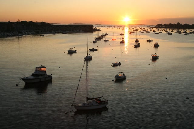 A view of Beverly, Mass. harbor at sunrise.
